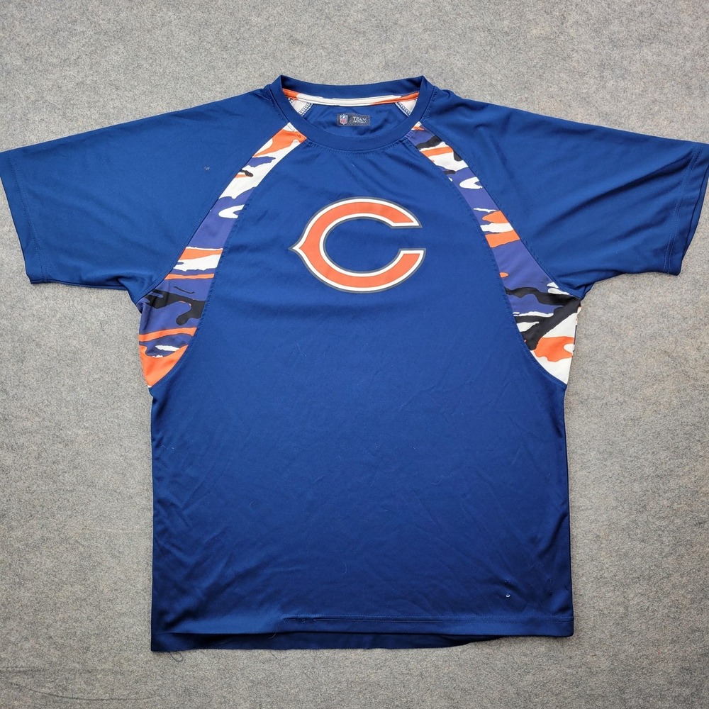 Chicago Bears Shirt Mens XL Blue NFL Football NFL Team Apparel Camo Raglan Tee*‎